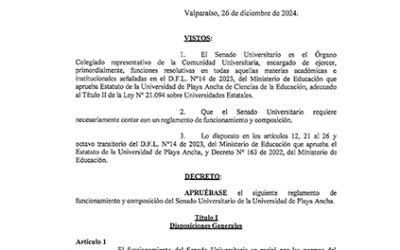 Reglamento de Funcionamiento y Composición del Senado Universitario. Decreto Exento N° 2039/2024
