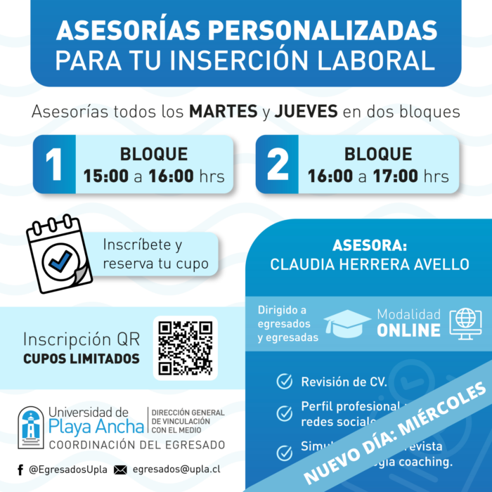 ¿Eres egresado/a UPLA? Asesórate con la UCSE para tu inserción laboral